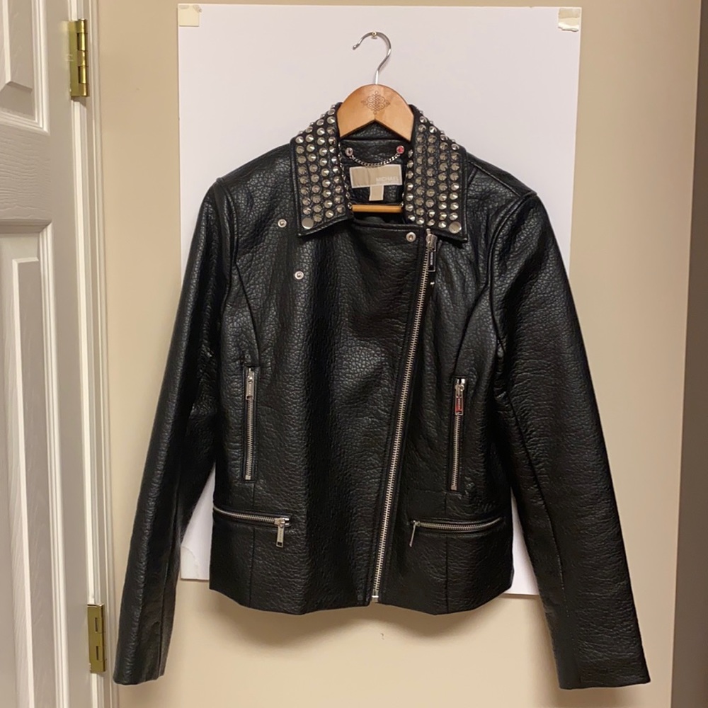 Leather Jacket with Studs Michael Kors